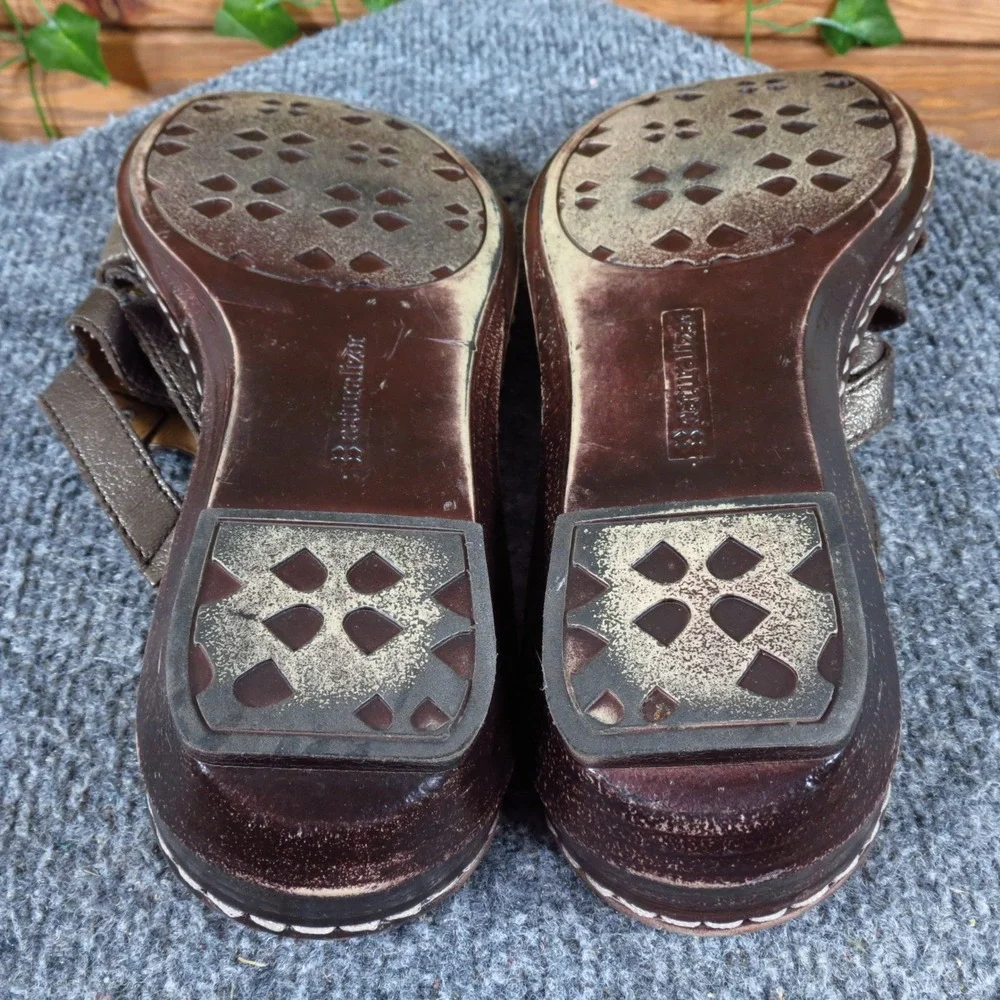 Naturalizer Leanna Women Sandal 9.5M Walking Pewter Metallic‎ Leather Strappy